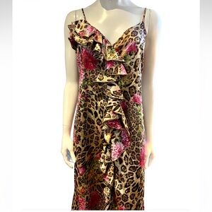 Polvere Made in Italy Leopard Floral Print Dress